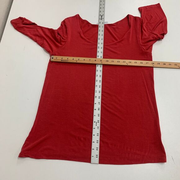 Bryn Walker Tunic Shirt Womens L Large Red Half Sleeve Wide Scoop Neck Stretch - Picture 6 of 11